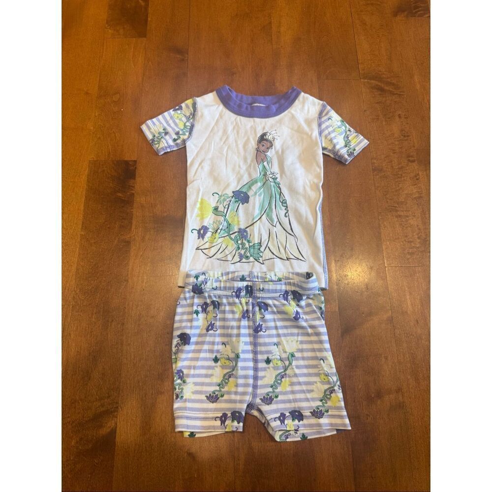 Disney Hanna Andersson Princess Tiana Pajama Set 3T 90cm Organic Cotton Short Sl